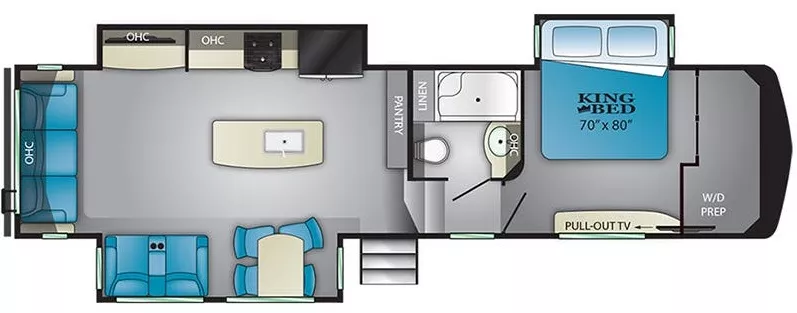 36' 2018 Heartland Gateway 3200RLS w/3 Slides Floorplan