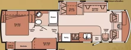 35' 2007 Winnebago Sightseer 35J w/2 Slides - Bunk House Floorplan