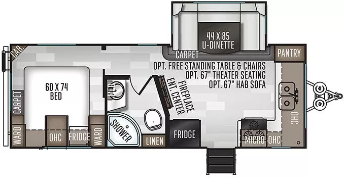 25' 2020 Forest River Flagstaff Micro Lite 25FKS w/Slide Floorplan