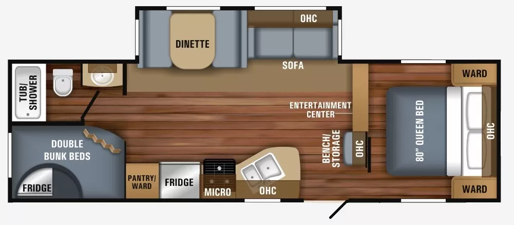 31' 2018 Jayco Jay Flight 27BHS w/Slide - Bunk House Floorplan