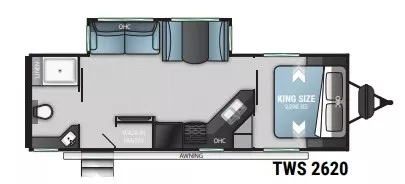 30' 2022 Cruiser RV Twilight Signature 2620 w/Slide Floorplan