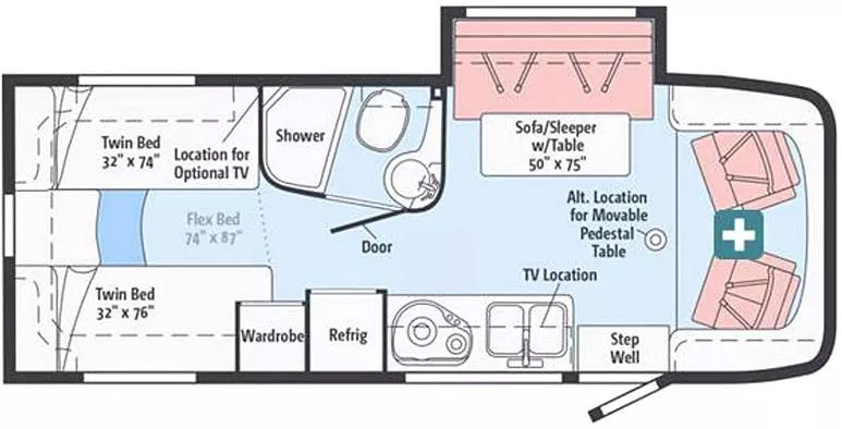 25' 2016 Winnebago View 24V w/Slide Floorplan