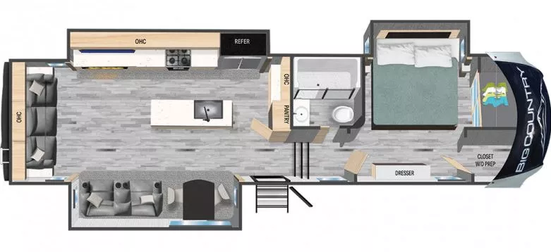 37' 2022 Heartland Big Country M-3155RLK w/3 Slides Floorplan