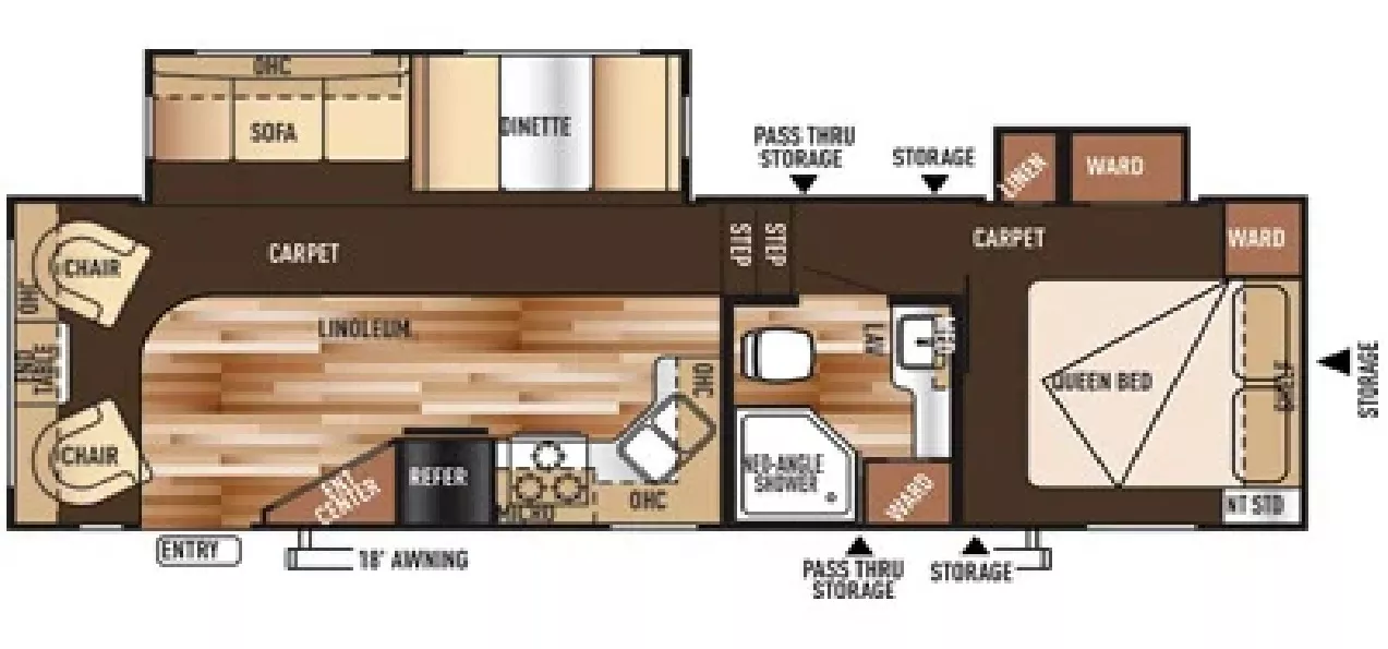 31' 2015 Forest River Wildwood 29RLW w/2 Slides Floorplan