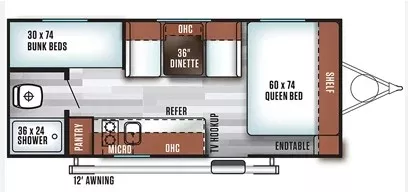 23' 2018 Forest River Wildwood Fsx 197BH - Bunk House Floorplan