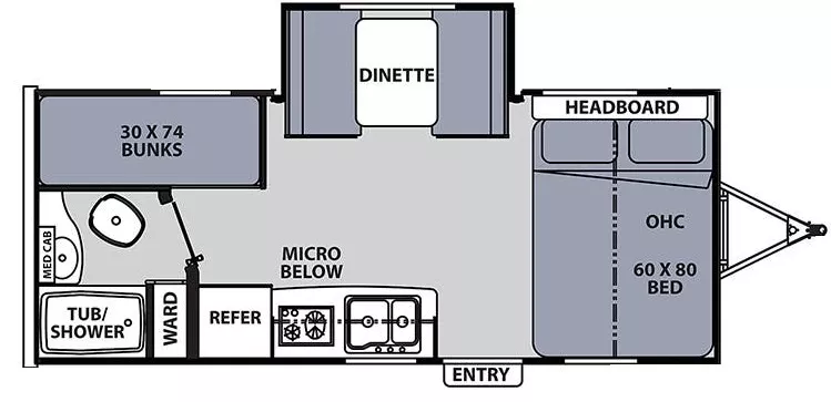 22' 2020 Coachmen Apex Nano 193BHS - Bunk House Floorplan