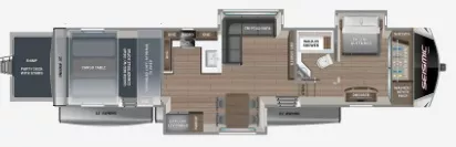 45' 2024 Jayco Seismic M-399 w/3 Slides - Toy Hauler Floorplan