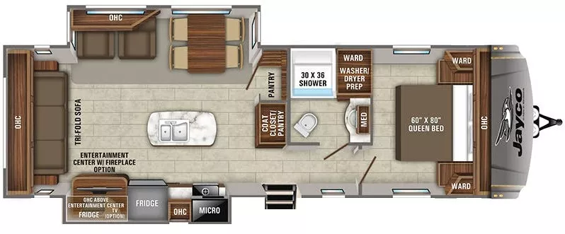 35' 2020 Jayco Eagle Ht 280RSOK w/2 Slides Floorplan