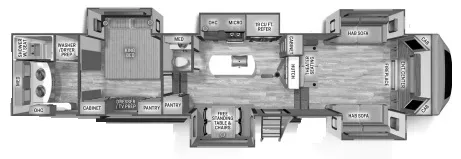 43' 2024 Forest River Sandpiper 391FLRB w/5 Slides Floorplan