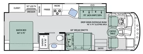 29' 2017 Thor Ace 29.3 w/Slide Floorplan