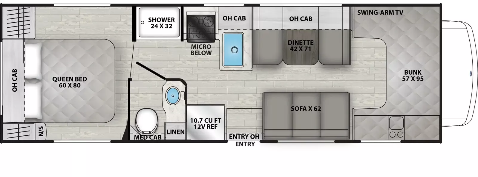30' 2017 Coachmen Freelander 27QB Floorplan