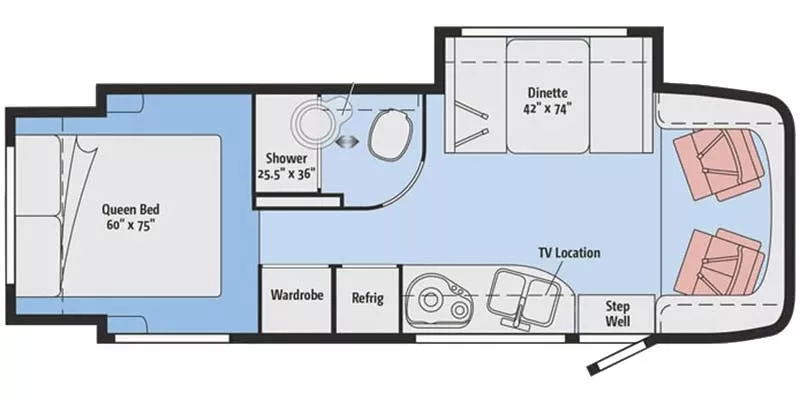 25' 2017 Winnebago View 24G w/2 Slides Floorplan