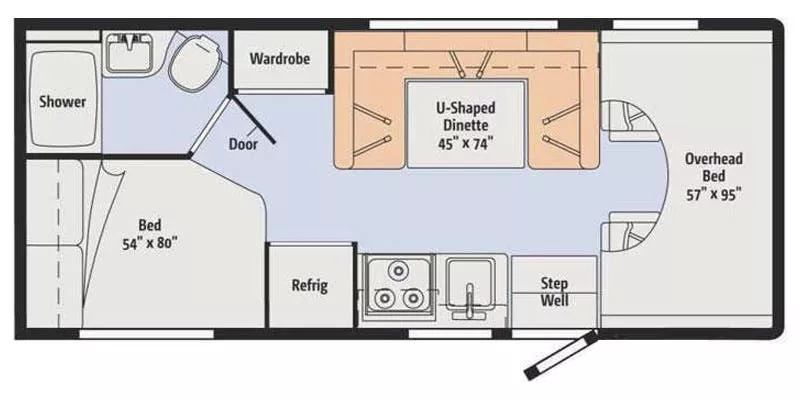 24' 2017 Winnebago Minnie Winnie 22R Floorplan