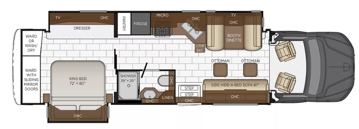 40' 2021 Newmar Super Star 4058 w/2 Slides - Bunk House Floorplan