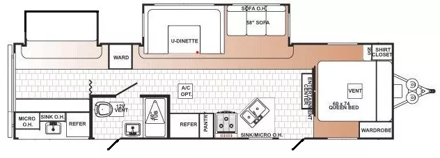 35' 2013 Forest River Palomino Puma 31KBH w/2 Slides - Bunk House Floorplan