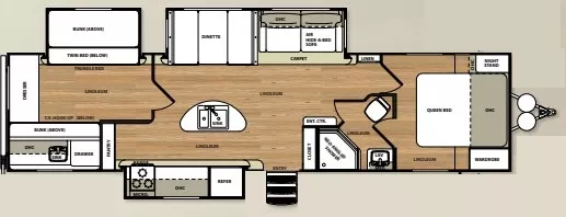 37' 2014 Forest River Salem Hemisphere Lite 300BH w/3 Slides Floorplan