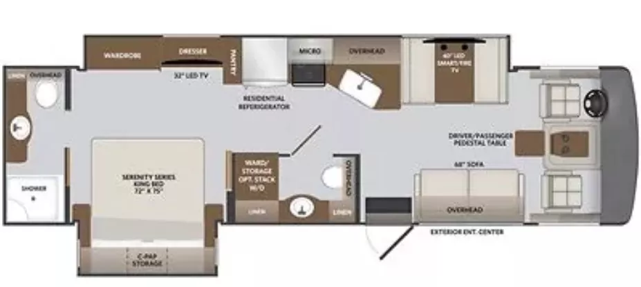 33' 2020 Holiday Rambler Invicta 33HB w/2 Slides Floorplan