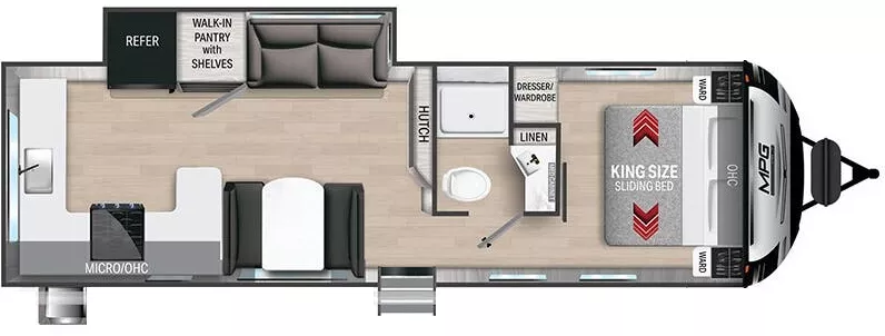 34' 2024 Cruiser RV Mpg 2920RK w/Slide Floorplan