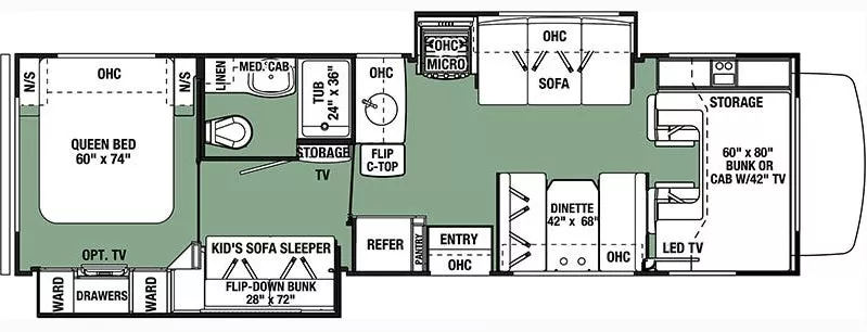 32' 2018 Forest River Forester Le 3251DS w/2 Slides - Bunk House Floorplan