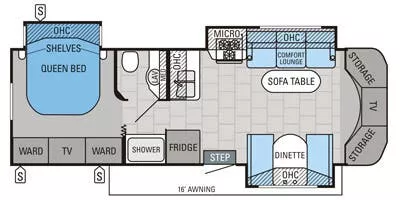 32' 2015 Jayco Melbourne 29D w/3 Slides Floorplan