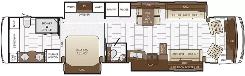 44' 2019 Newmar Ventana 4369 400hp Cummins w/3 Slides Floorplan