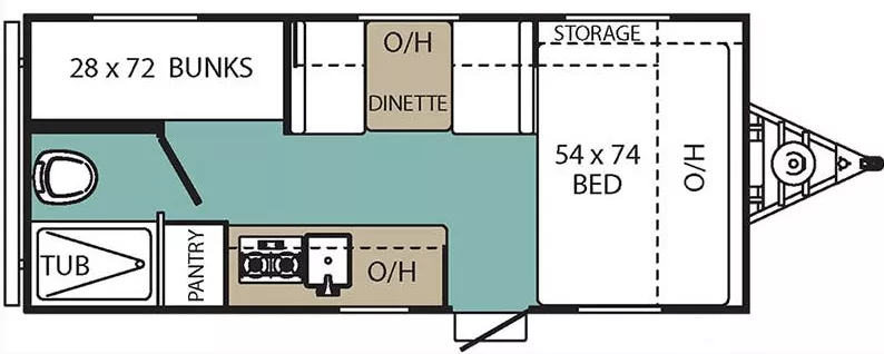 17' 2019 Forest River Viking Saga 17BH - Bunk House Floorplan