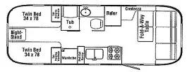 25' 1992 Airstream Excella 25 Floorplan