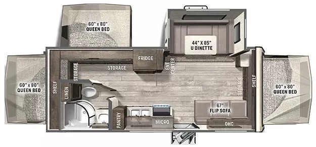25' 2022 Forest River Flagstaff Shamrock 233S w/Slide Floorplan