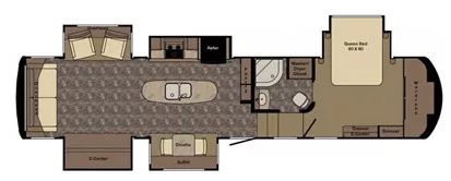 42' 2016 Thor Redwood 38RD w/6 Slides & Generator Floorplan