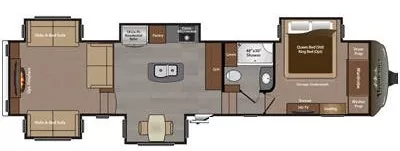 41' 2016 Keystone Montana Legacy Edition 3791RD w/5 Slides Floorplan