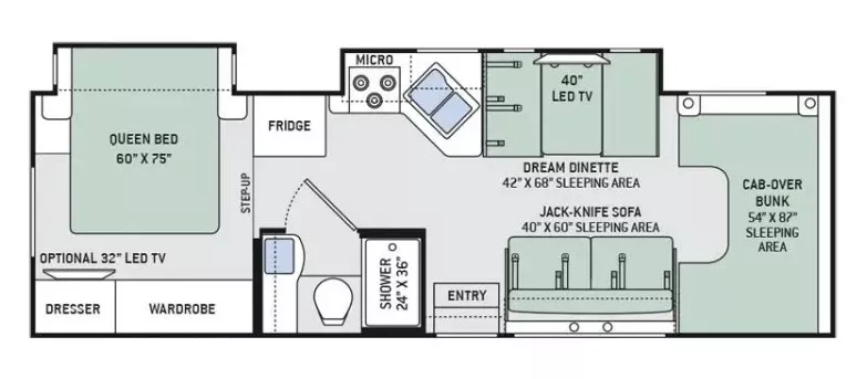 30' 2016 Thor Chateau 29G w/2 Slides Floorplan
