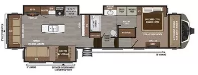 40' 2018 Keystone Montana Legacy 3811MS w/3 Slides Floorplan