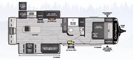 34' 2021 Keystone Outback 300ML w/2 Slides Floorplan