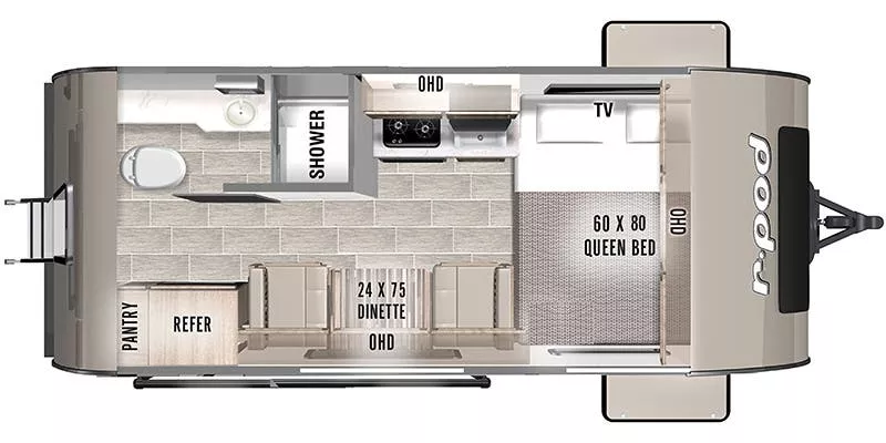 17' 2022 Forest River R-Pod 153 Floorplan