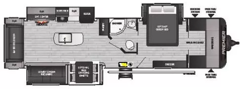 38' 2021 Keystone Bullet Premier Ultra 34RIPR w/3 Slides Floorplan