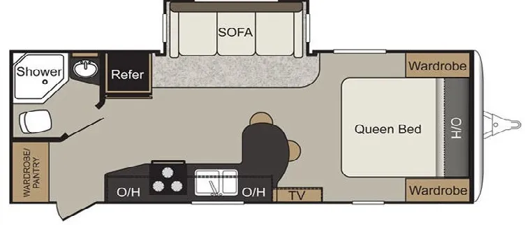 25' 2016 Keystone Passport Elite 23RB w/Slide Floorplan