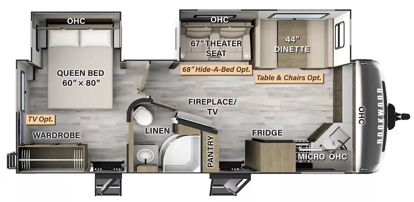 29' 2021 Forest River Rockwood Ultra Lite 2608BS w/2 Slides Floorplan