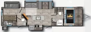 37' 2022 Crossroads Sunset Trail 331BH w/3 Slides - Bunk House Floorplan