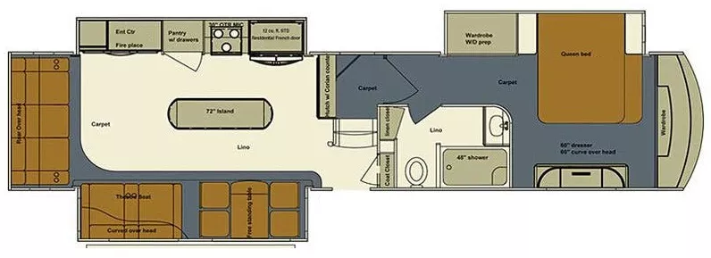 40' 2016 Evergreen RV Bay Hill 369RE w/3 Slides Floorplan