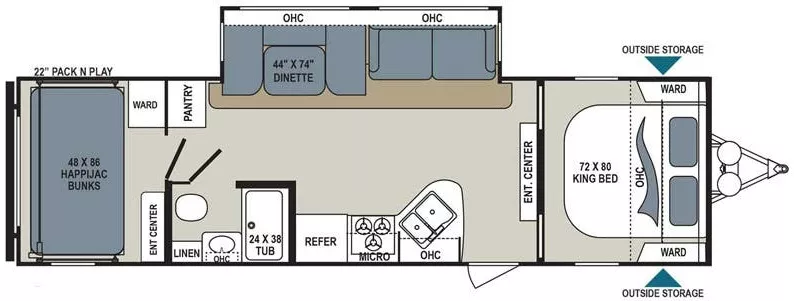 34' 2018 Dutchmen Aerolite Luxury 292DBHS w/Slide - Bunk House Floorplan