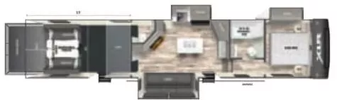 44' 2023 Forest River Xlr Nitro 35DK5 w/3 Slides - Toy Hauler Floorplan