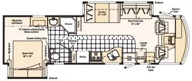 34' 2005 Winnebago Adventurer 33V w/2 Slides Floorplan