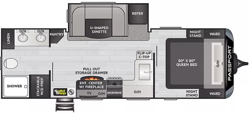 29' 2023 Keystone Passport Gt Ultra Lite 2400RB w/Slide Floorplan