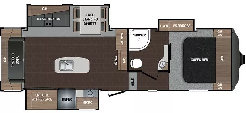 35' 2019 Dutchmen Atlas 2952RLF w/3 Slides Floorplan