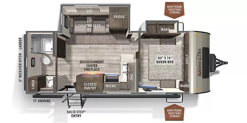 26' 2022 Forest River Rockwood Mini Lite 2511S w/2 Slides Floorplan