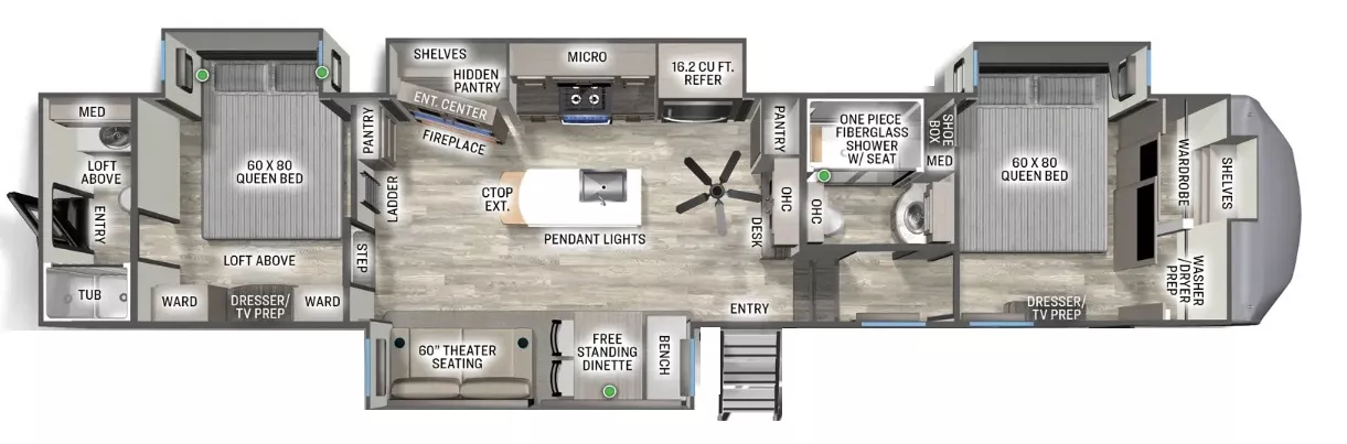 43' 2025 Forest River Sierra 4002FB w/4 Slides - Bunk House Floorplan