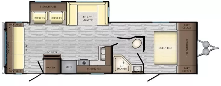 32' 2019 Crossroads Longhorn 285RL w/Slide Floorplan