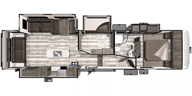 37' 2019 Highland RV Open Range Light 335MBH w/4 Slides - Bunk House Floorplan