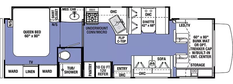 32' 2020 Forest River Sunseeker 3050S w/Slide Floorplan