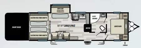 33' 2020 Forest River Stealth RQ2715 w/Slide & Generator  - Toy Hauler Floorplan